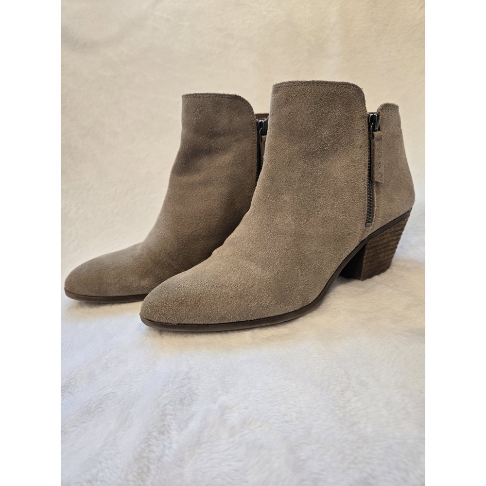 Frye and Co Suede Double Zip Ankle Boots Size 10 Taupe